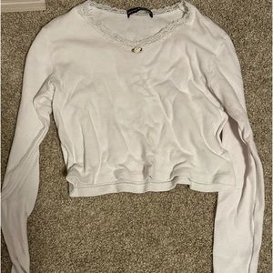 Brandy Melville long sleeve lace rose bud crop top